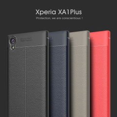 Sony Xperia XA1 Ultra Leather Effect Silikon Kılıf + Cam Koruma