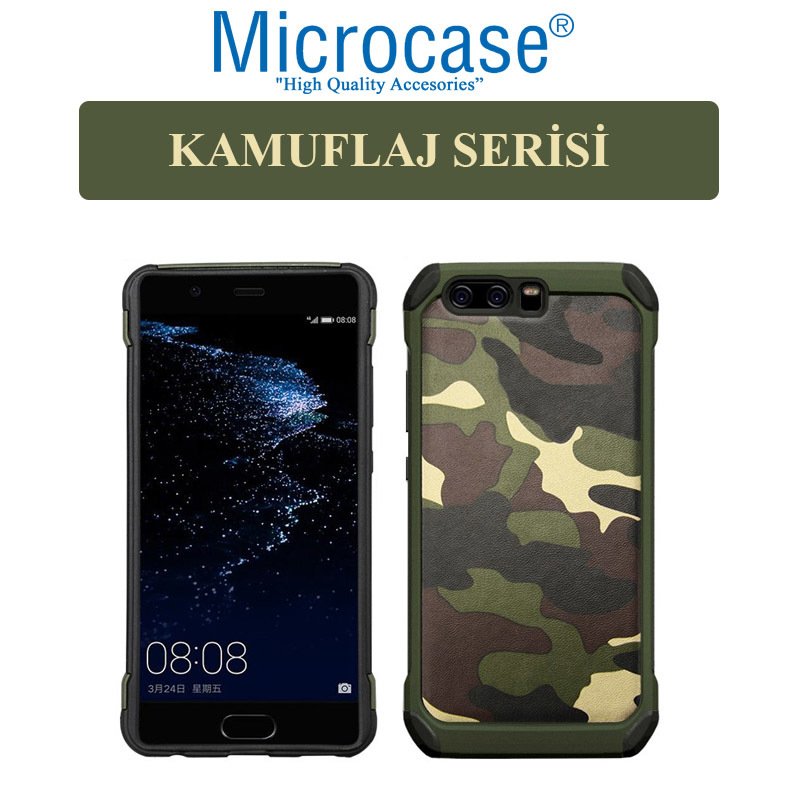 Microcase Huawei P10 Kamuflaj Serisi Armor Koruma Kılıf + CAM