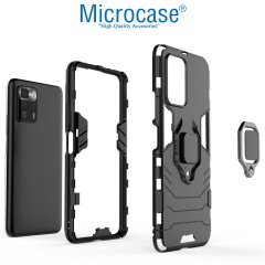 Microcase Xiaomi Redmi Note 10 Pro 5G Batman Serisi Yüzük Standlı Armor Kılıf - Siyah