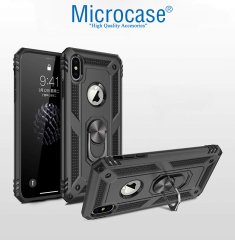 Microcase iPhone XS Max Anka Serisi Yüzük Standlı Armor Kılıf Siyah