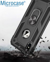 Microcase iPhone XS Max Anka Serisi Yüzük Standlı Armor Kılıf Siyah