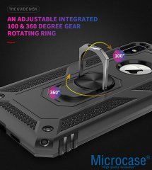 Microcase iPhone XS Max Anka Serisi Yüzük Standlı Armor Kılıf Siyah