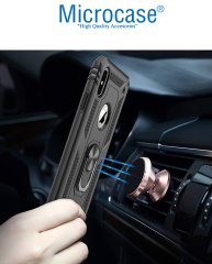Microcase iPhone XS Max Anka Serisi Yüzük Standlı Armor Kılıf Siyah