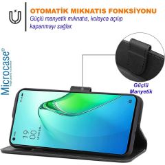 Microcase Honor 90 Darbeye Dayanıklı Cüzdanlı ve Standlı Kapaklı Deri Kılıf Siyah AL4232