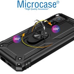 Microcase Xiaomi Mi 10T Anka Serisi Yüzük Standlı Armor Kılıf - Siyah