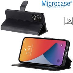 Microcase Xiaomi Redmi Note 12 Turbo Darbeye Dayanıklı Cüzdanlı ve Standlı Kapaklı Deri Kılıf Siyah AL4232
