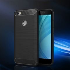 Xiaomi Redmi Note 5A Prime Brushed Carbon Fiber Silikon Kılıf + CAM