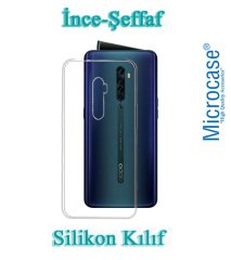 Microcase Oppo Reno 2 Ultra İnce 0.2 mm Soft Silikon Kılıf - Şeffaf + Tempered Glass Cam Koruma