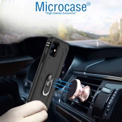 Microcase iPhone 11 Anka Serisi Yüzük Standlı Armor Kılıf - Siyah