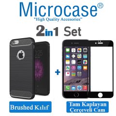 iPhone 6 Plus Brushed Silikon Kılıf + Tam Kaplayan Cam