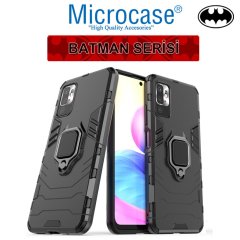 Microcase Xiaomi Poco M3 Pro Batman Serisi Yüzük Standlı Armor Kılıf - Siyah