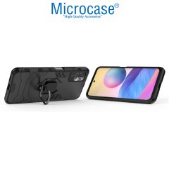 Microcase Xiaomi Poco M3 Pro Batman Serisi Yüzük Standlı Armor Kılıf - Siyah