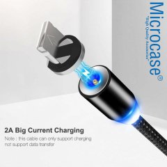 Microcase iPhone Lighting Manyetik Uçlu Mıknatıslı Şarj Kablosu 1 metre Siyah