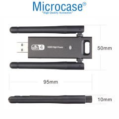 Microcase 2.4G 300Mbps USB 3.0 Wifi Adaptör Çift Anten - AL3097