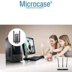 Microcase 2.4G 300Mbps USB 3.0 Wifi Adaptör Çift Anten - AL3097