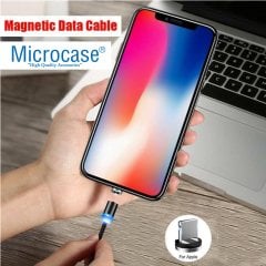 Microcase iPhone Lighting Manyetik Uçlu Mıknatıslı Şarj Kablosu 1 metre Siyah