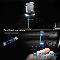 Microcase iPhone Lighting Manyetik Uçlu Mıknatıslı Şarj Kablosu 1 metre Siyah