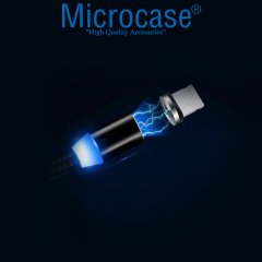 Microcase iPhone Lighting Manyetik Uçlu Mıknatıslı Şarj Kablosu 1 metre Siyah