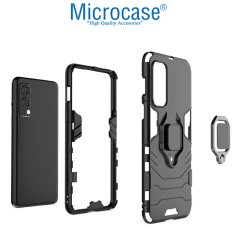 Microcase OnePlus Nord 2 5G Batman Serisi Yüzük Standlı Armor Kılıf - Siyah