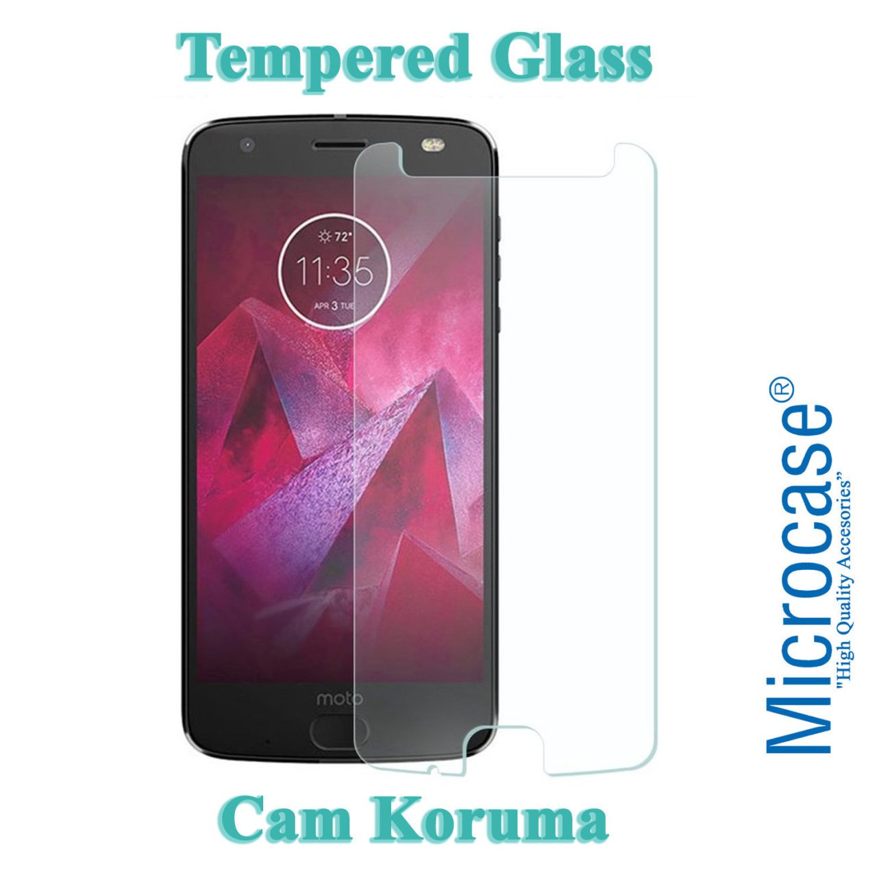 Motorola Moto Z2 Force Tempered Glass Cam Ekran Koruma