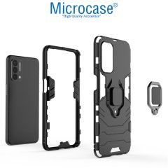 Microcase OnePlus Nord N200 5G Batman Serisi Yüzük Standlı Armor Kılıf - Siyah