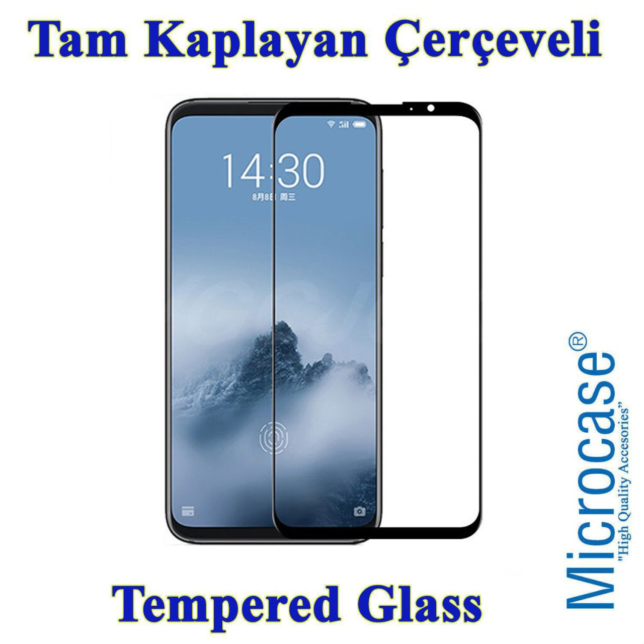 Microcase Meizu 16s Pro Tam Kaplayan Çerçeveli Tempered Ekran Koruyucu - SİYAH