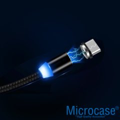 Microcase Type C Manyetik Uçlu Mıknatıslı Şarj Kablosu 1 metre Siyah AL2530