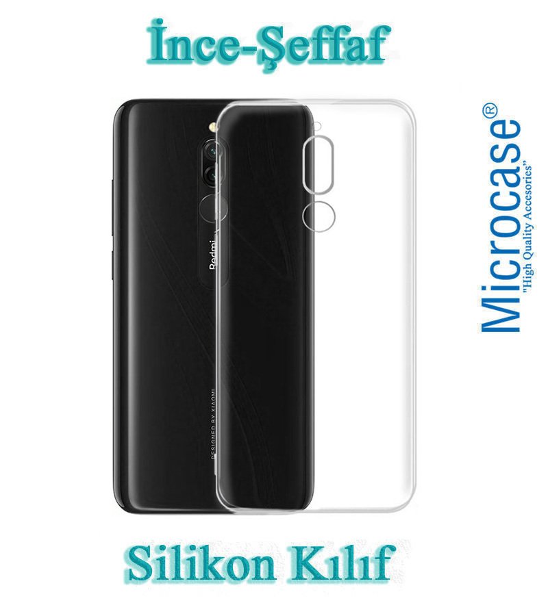 Microcase Xiaomi Redmi 8 Ultra İnce 0.2 mm Soft Silikon Kılıf - Şeffaf