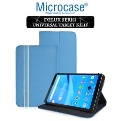 Microcase Lenovo Tab M8 TB-8505F Delüx Serisi Universal Standlı Deri Kılıf - Turkuaz + Ekran Koruma Filmi