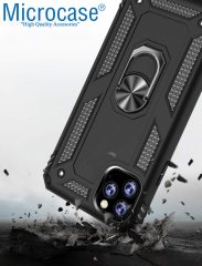 Microcase iPhone 11 Pro Anka Serisi Yüzük Standlı Armor Kılıf - Siyah