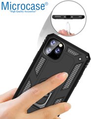 Microcase iPhone 11 Pro Anka Serisi Yüzük Standlı Armor Kılıf - Siyah