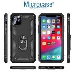 Microcase iPhone 11 Pro Anka Serisi Yüzük Standlı Armor Kılıf - Siyah
