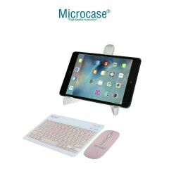 Microcase Lenovo Tab M10 FHD Rel TB-X605FC TB-X605LC   Tablet  Uyumlu Tablet Çanta+Türkçe Bluetooth Klavye +Mouse+ Standı - Pembe AL8127