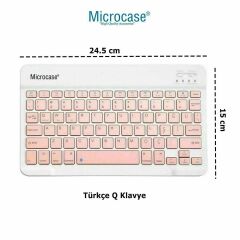 Microcase Lenovo Tab M10 FHD Rel TB-X605FC TB-X605LC   Tablet  Uyumlu Tablet Çanta+Türkçe Bluetooth Klavye +Mouse+ Standı - Pembe AL8127