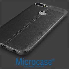 Microcase Huawei Honor 7C Leather Tpu Silikon Kılıf + Cam Koruma