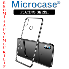 Microcase Xiaomi Redmi 6A Plating Series Silikon Kılıf-SİYAH+CAM