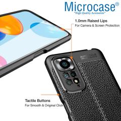 Microcase Xiaomi Redmi Note 11S Global 2022 Leather Silikon Kılıf - Siyah