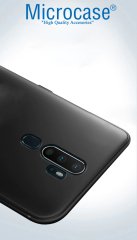 Microcase Oppo A5 2020 - Oppo A9 2020 Elektrocase Serisi Kamera Korumalı Silikon Kılıf - Siyah + Tempered Glass Cam Koruma