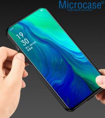 Microcase Oppo Reno 2 Fabrik Serisi Kumaş ve Deri Desen Kılıf - Gri + Tempered Glass Cam Koruma