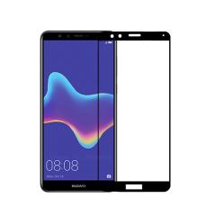 Microcase Huawei Y9 2018 Tam Kaplayan Çerçeveli Cam - Siyah