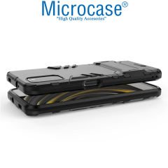 Microcase Xiaomi Poco M3 Alfa Armor Standlı Perfect Koruma Kılıf Siyah