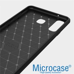 Samsung Galaxy A9 Star Brushed Carbon Fiber Silikon Kılıf + Cam
