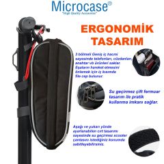 Microcase Taşınabilir Su Geçirmez 3 Bölmeli Geniş İç Hacimli Flaşörlü Scooter Bisiklet Çantası AL4249