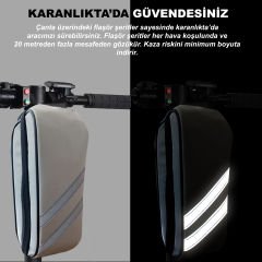 Microcase Taşınabilir Su Geçirmez 3 Bölmeli Geniş İç Hacimli Flaşörlü Scooter Bisiklet Çantası AL4249