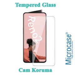 Microcase Oppo Reno 2 Elektrocase Serisi Kamera Korumalı Silikon Kılıf - Siyah + Tempered Glass Cam Koruma