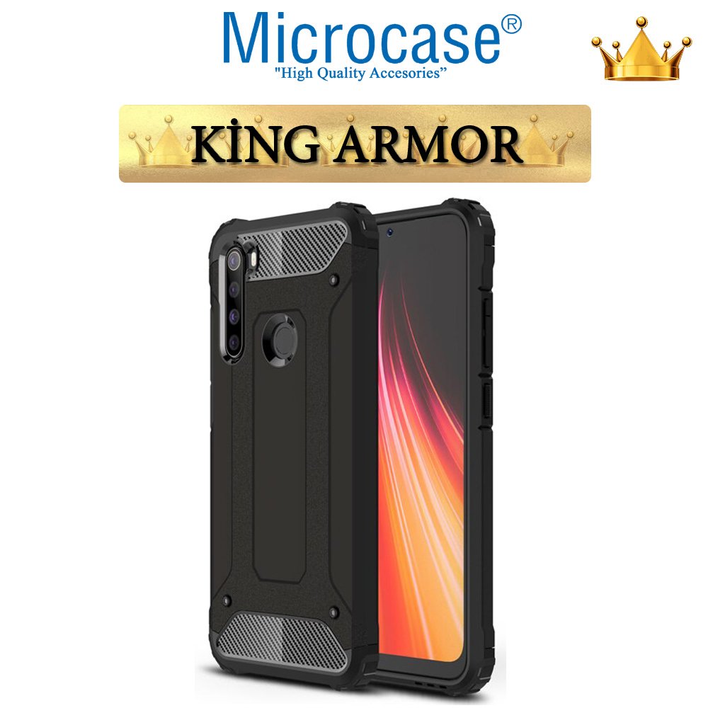Microcase Xiaomi Redmi Note 8 King Serisi Armor Perfect Koruma Kılıf - Siyah