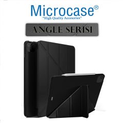 Microcase iPad Pro 12.9 2018 - iPad Pro 12.9 2020 ANGLE Serisi Standlı Deri Kılıf - Siyah