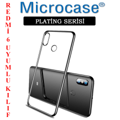 Microcase Xiaomi Redmi 6 Plating Series Silikon Kılıf-SİYAH+CAM