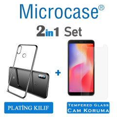 Microcase Xiaomi Redmi 6 Plating Series Silikon Kılıf-SİYAH+CAM