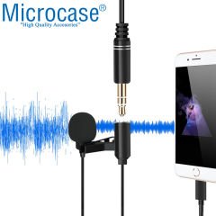 Microcase 3.5 mm Kulaklık Girişli iPhone iPad Lightning Profesyonel Yaka Mikrofonu 1.5 Mt - AL2633